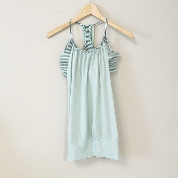 lululemon athletica Tops - LULULEMON No Limits Mint Green Tank Top With Attached Bra Size 6